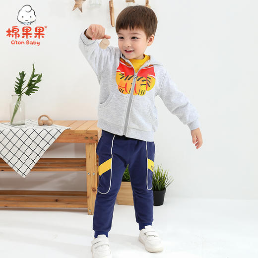 棉果果春秋季男童大毛圈连帽对开卫衣M112100221083 商品图1