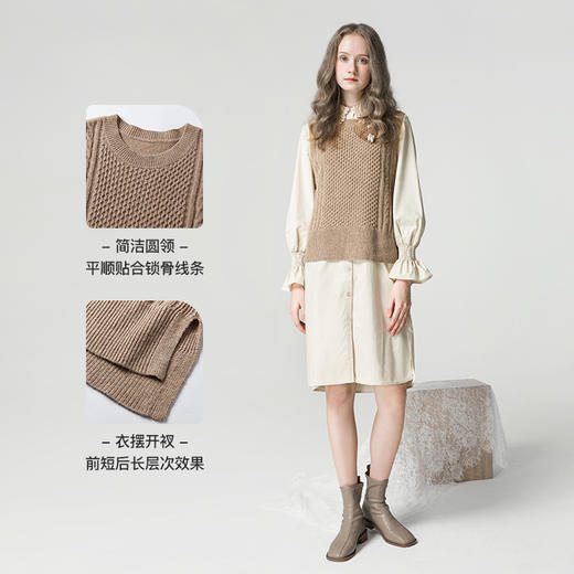 famecoco范可儿女士马甲背心针织造型外搭毛衣马夹F211CA004 商品图2