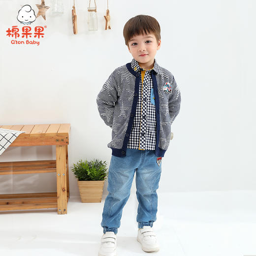 棉果果春秋季男童纯棉线对开毛衣M112161221087 商品图0