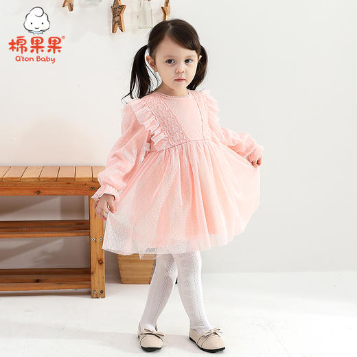 棉果果春秋女童氨棉汗布纱纱连衣裙M122700421106 商品图0