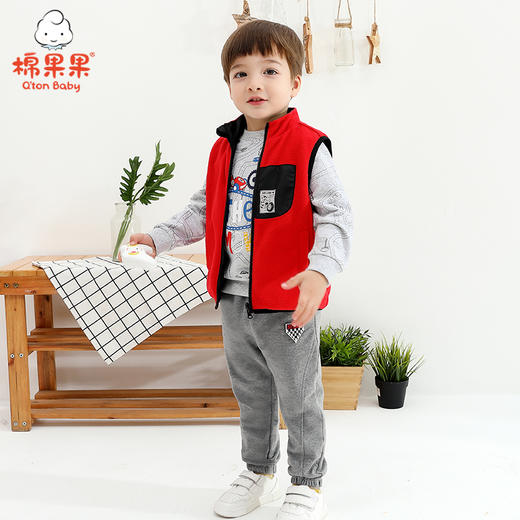 棉果果春秋季男童摇粒绒双面穿马夹M112171421086 商品图0