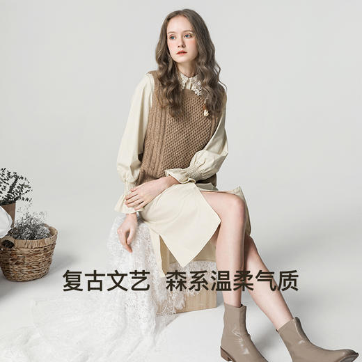 famecoco范可儿女士马甲背心针织造型外搭毛衣马夹F211CA004 商品图3