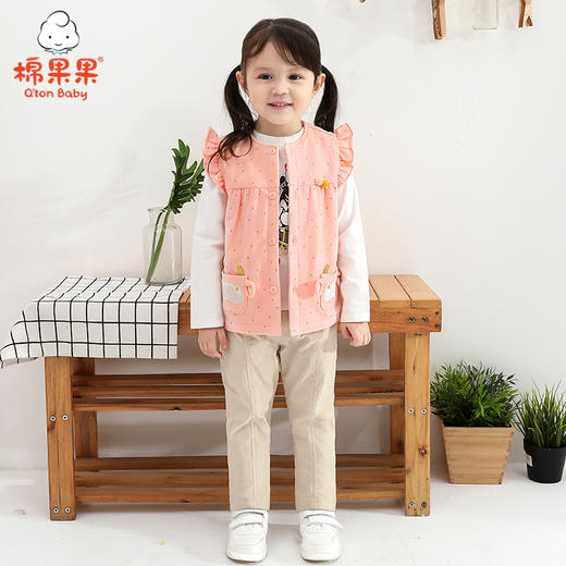 棉果果春秋女童挂里小毛圈马甲M122171421055 商品图0