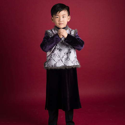非质量问题不退换哦~pureshare蓬纱馆 水墨新年礼服男女童宝宝旗袍保暖冬装洋气连衣裙-水墨画年服 商品图2