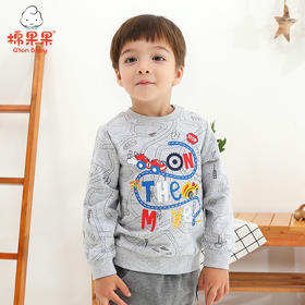 棉果果春秋季男童上衣小毛圈圆领卫衣M112180221079