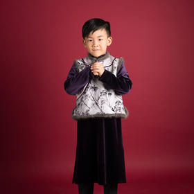 非质量问题不退换哦~pureshare蓬纱馆 水墨新年礼服男女童宝宝旗袍保暖冬装洋气连衣裙-水墨画年服