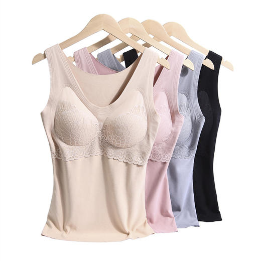 【买1送1】1件顶3件 免穿文胸 乳胶德绒保暖内衣 蕾丝无痕 加绒保暖背心 商品图4