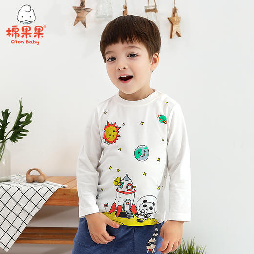 棉果果春秋季男童上衣氨棉汗布长袖套头T恤M112140221116 商品图0