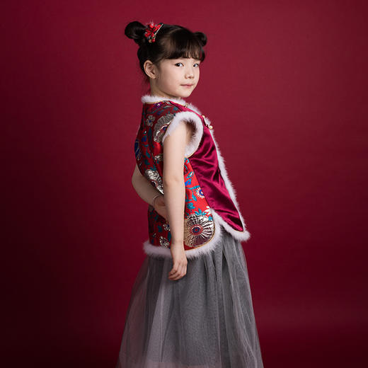 【非质量问题不退换】马甲保暖中国风绣花-繁花马甲年服 商品图1