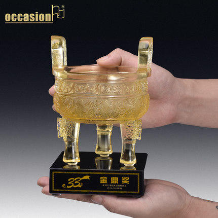 琉璃奖杯定制诚信鼎开业纪念品商务礼品定做摆件水晶奖品琉璃鼎 商品图2