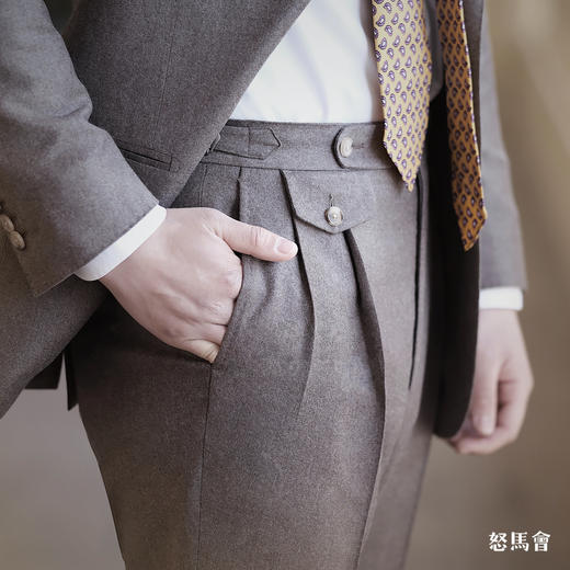 Alfred Brown 澳洲美丽诺初剪羊毛灰棕色全麻衬套装 商品图4