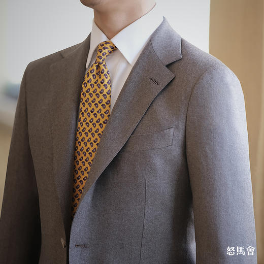 Alfred Brown 澳洲美丽诺初剪羊毛灰棕色全麻衬套装 商品图3