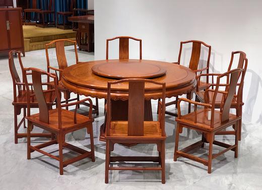 红桥红  家具严选  缅甸花梨（大果紫檀）  【158雕花牙边圆餐桌九件套】 商品图7
