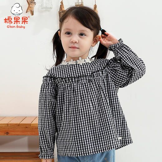 棉果果春秋季女童小格子衬衣M122150421100 商品图0