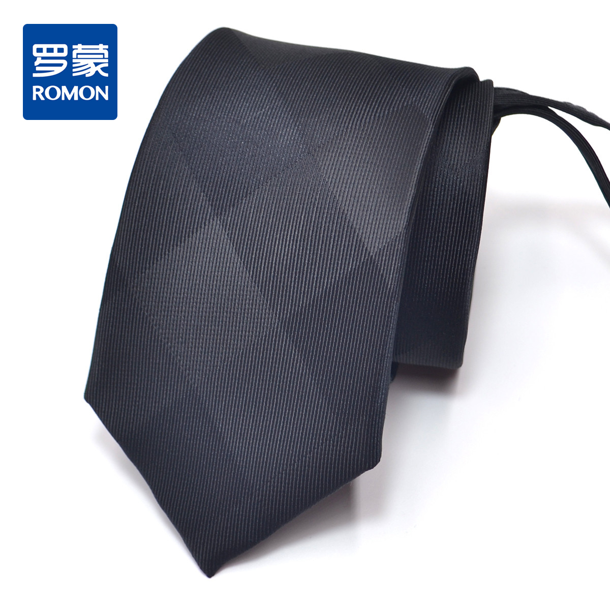【礼盒装拉链领带】罗蒙格纹领带男士正装结婚韩版休闲窄款懒人领带