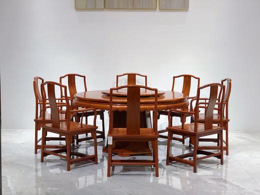 红桥红  家具严选  缅甸花梨（大果紫檀）  【158雕花牙边圆餐桌九件套】 商品图8