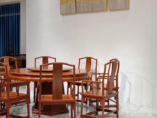 红桥红  家具严选  缅甸花梨（大果紫檀）  【158雕花牙边圆餐桌九件套】 商品图6