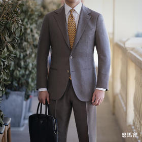 Alfred Brown 澳洲美丽诺初剪羊毛灰棕色全麻衬套装