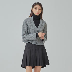 MIXXO韩国单排扣电缆开衫毛衣单件纯色慵懒风JPY带授权招加盟代理