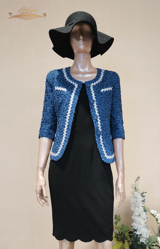 YIQU |“新迷恋”西装上衣（蓝白小香风） 商品图0