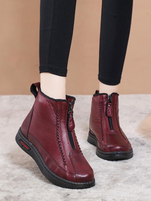 JCG-5899妈妈鞋女秋冬季加绒平底防滑老人奶奶短靴中老年人保暖雪地靴 商品图0