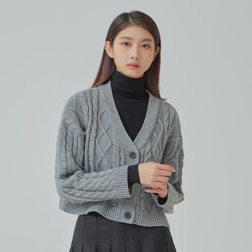 MIXXO韩国单排扣电缆开衫毛衣单件纯色慵懒风JPY带授权招加盟代理 商品图1