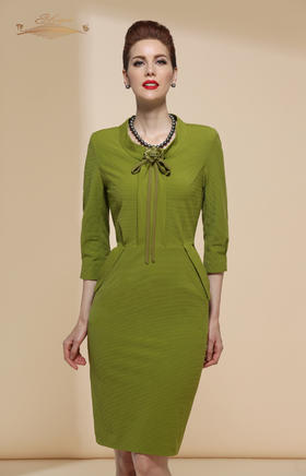 【特惠】YIQU |“经典再现”造型连身裙（春绿）（面料有瑕疵）P