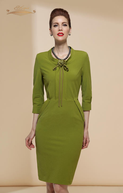 【特惠】YIQU |“经典再现”造型连身裙（春绿）（面料有瑕疵）P 商品图0