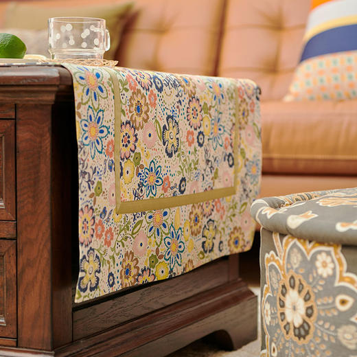 复古碎花茶几布艺梳妆台欧式桌布高档奢华防尘床头柜边柜盖布定制 商品图3