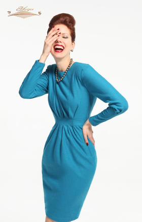 【断码】S/L/LC/LX码•YIQU |“经典凝视”连身裙（自然蓝·含45%羊毛）PT