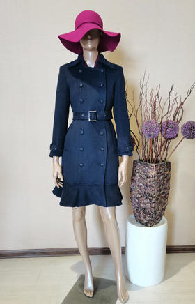 【特惠】YIQU |“风中的承诺”长款大衣（深蓝·含50%羊毛）