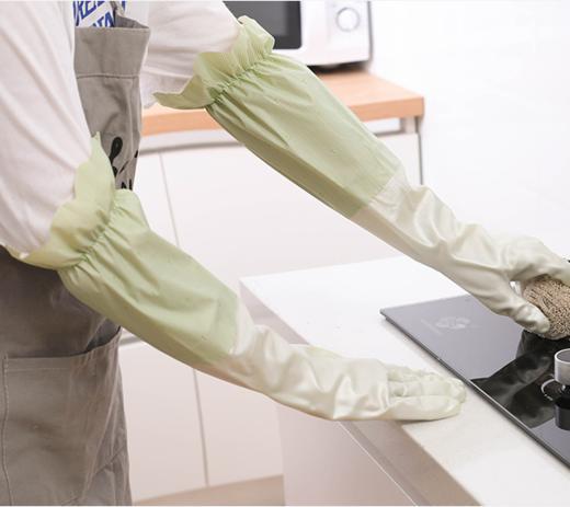 3双装乳胶皮加厚PVC植绒手套防水保暖厨房加绒洗衣服洗碗防滑家务手套YJ805 商品图4