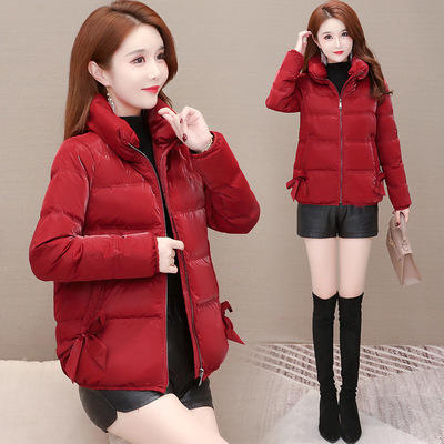 WE-KED9957 仿鲨鱼皮白鸭绒羽绒服女短款2020冬装新款修身立领保暖气质小外套 商品图2