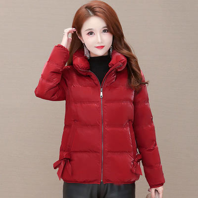 WE-KED9957 仿鲨鱼皮白鸭绒羽绒服女短款2020冬装新款修身立领保暖气质小外套 商品图0