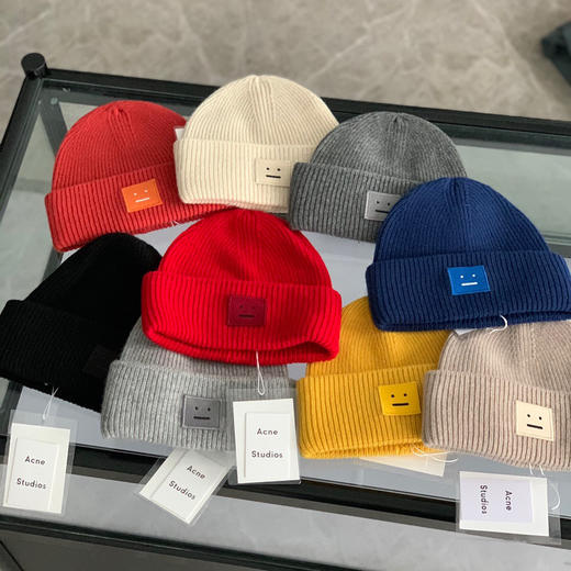 纯羊毛！原厂品质！方块笑脸毛线帽1227 商品图1