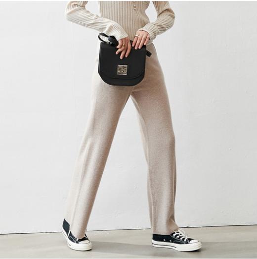 一件即暖 | 时尚有型 亲肤暖糯 纯山羊绒针织阔腿裤 商品图4