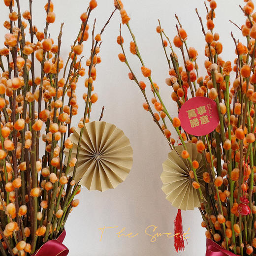 新年旺运   财源滚滚   银柳折扇小红桶 商品图0