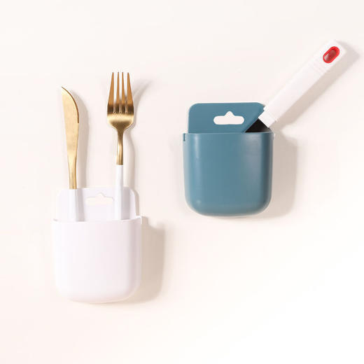 【壁挂式免打孔收纳盒】手机遥控收纳盒无痕墙壁粘贴床边客厅厨房收纳整理盒 商品图2