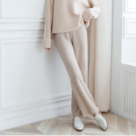 一件即暖 | 时尚有型 亲肤暖糯 纯山羊绒针织阔腿裤 商品图0