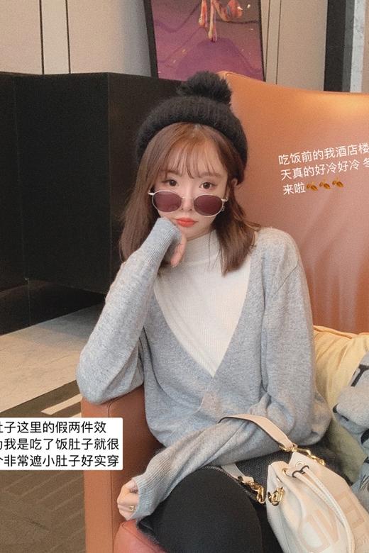【金蘑菇菇 夹心棉花糖】藏住小肚子实穿显瘦假两件针织衫上衣女 商品图5