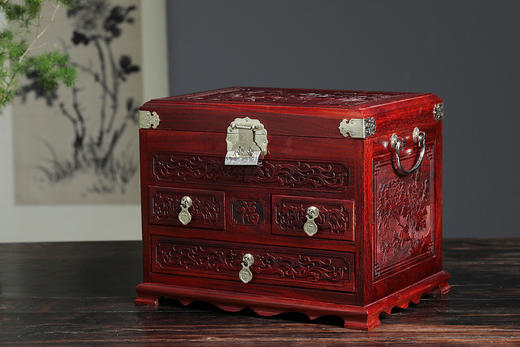 【青山特惠】血檀吉祥如意首饰盒30.5*23.24cm b13 商品图9