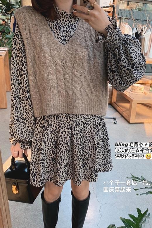 金蘑菇菇【金箔香槟 bling毛背心】金丝v领针织宽松外穿马甲 商品图5