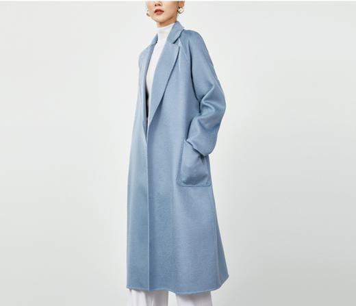高级感 | 长款经典系带水波纹羊毛羊绒混纺大衣 商品图1