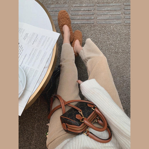 【金蘑菇菇奶酪千层 灯芯绒裤】少女粉.高妹版XS码 厚实有型百搭直筒裤 商品图3