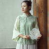 夏秋新中式禅茶拼接倒大袖蕾丝短款上衣Z20479 。 商品缩略图0