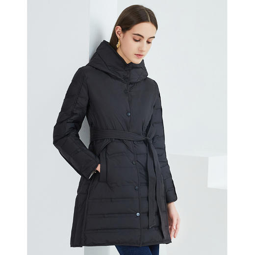 EITIE爱特爱冬季新款简约收腰显瘦立领防风保暖连帽羽绒服女6411102 商品图7