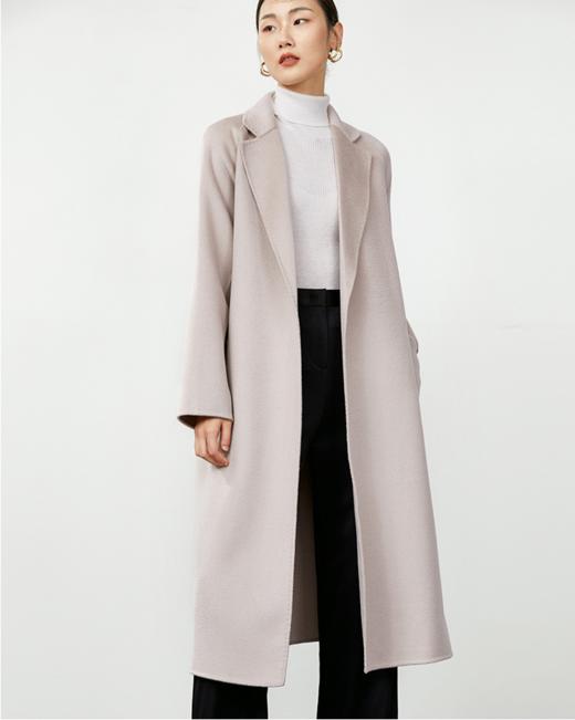 高级感 | 长款经典系带水波纹羊毛羊绒混纺大衣 商品图4