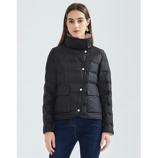 EITIE爱特爱冬季新款通勤简约短款显瘦轻薄立领保暖羽绒服女6411101 商品图11