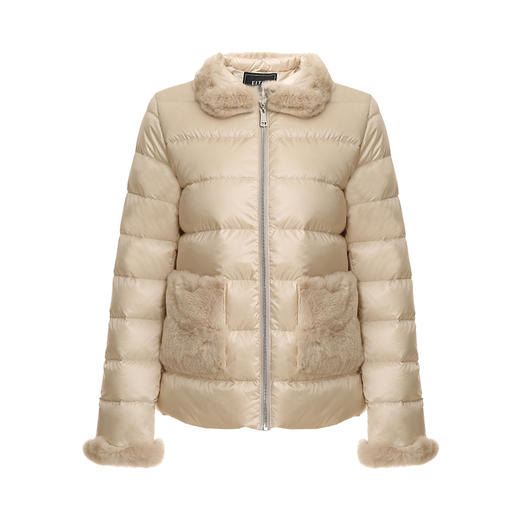 故障 EITIE爱特爱冬季新款保暖兔毛立领洋气显瘦短款外套羽绒服女6411106 商品图7