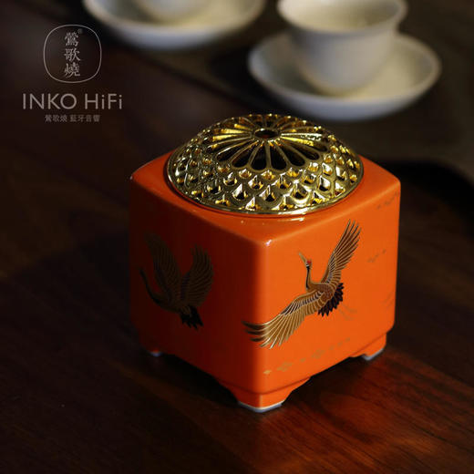  莺歌烧 四方桔地祥鹤纹蓝牙音箱 新品HIFI蓝牙禅音音响家用茶台高档茶道摆件 商品图1